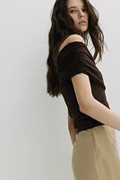 Gathered off-the-shoulder top