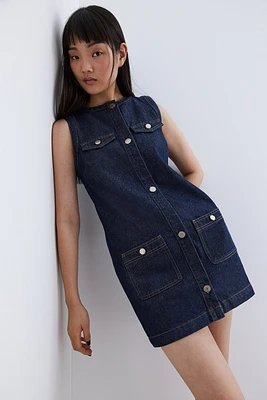 Button-Front Denim Dress