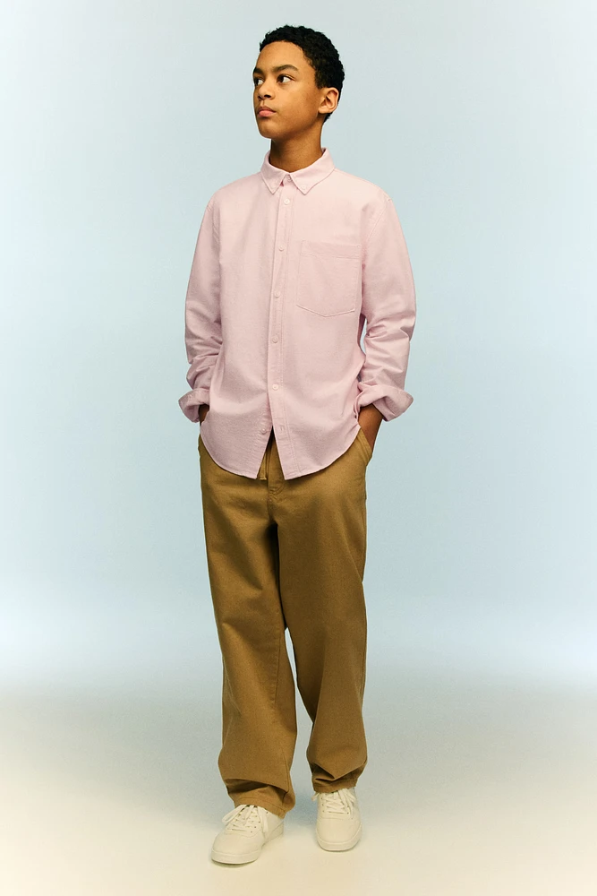 Chemise en coton avec col à pointes boutonnées