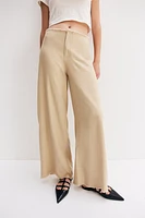 Frayed-edge Linen-blend Pants