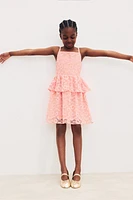 Flounce-Trimmed Lace Dress