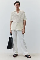 Loose Fit Pointelle-knit Polo Shirt