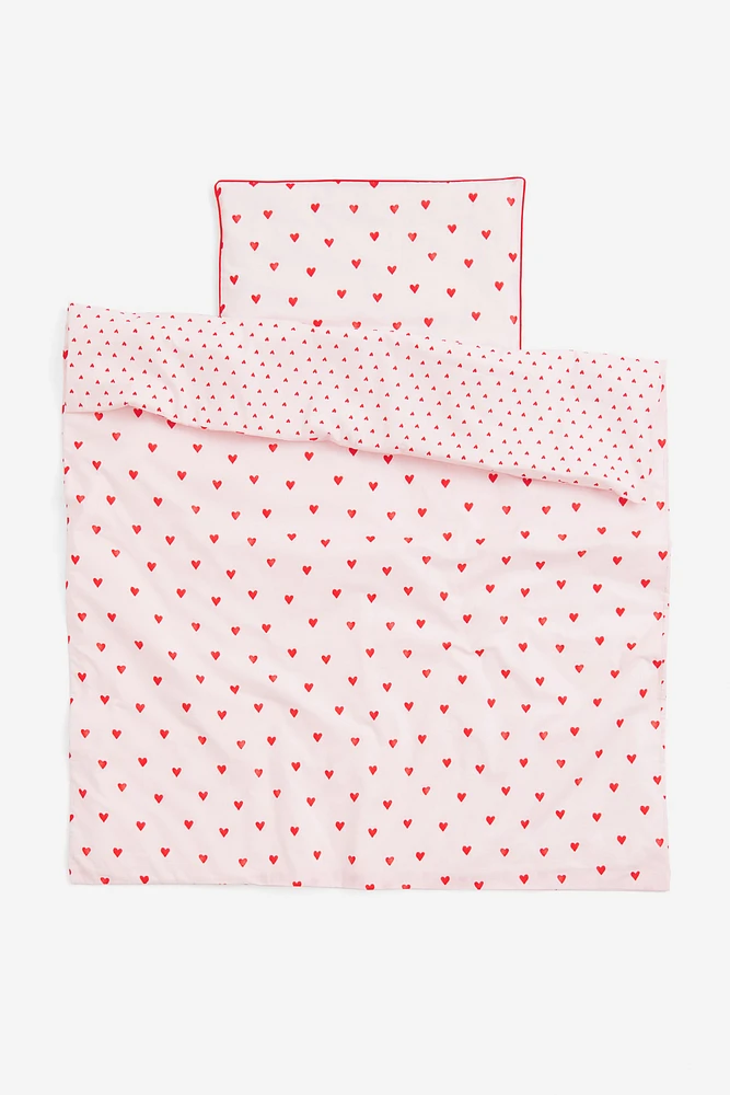 Heart-patterned Crib Duvet Cover Set