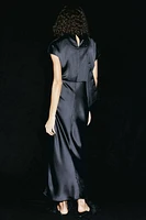 Tie-neck Satin Dress