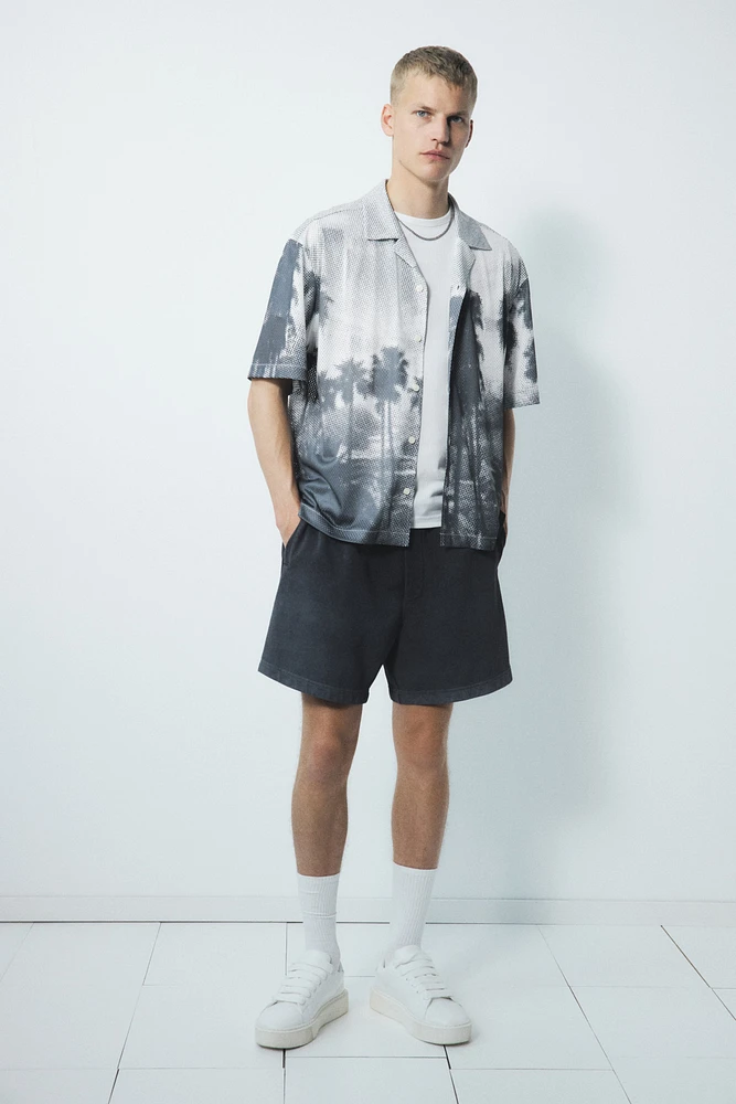 Loose-Fit Mesh Resort Shirt