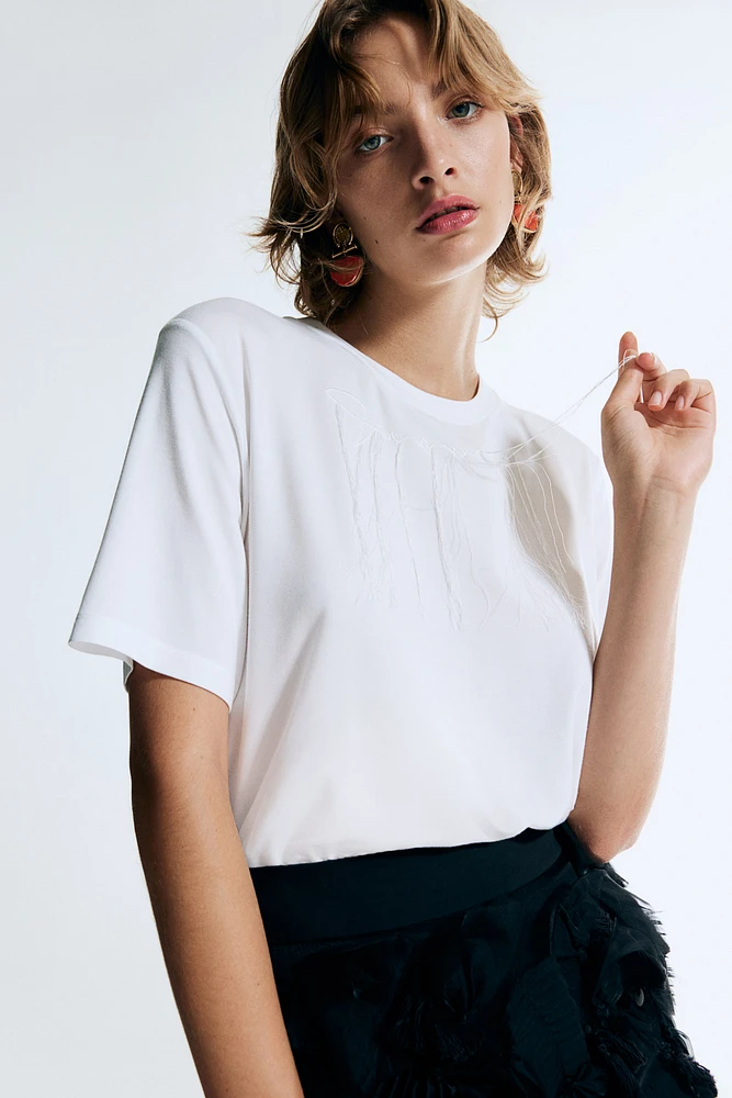 Embroidered Viscose T-shirt