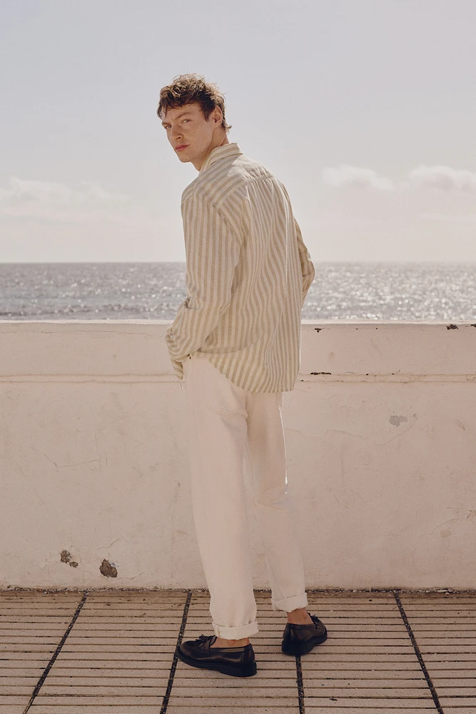 Regular-Fit Linen-Blend Shirt