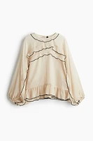 Flounce-Trimmed Chiffon Blouse