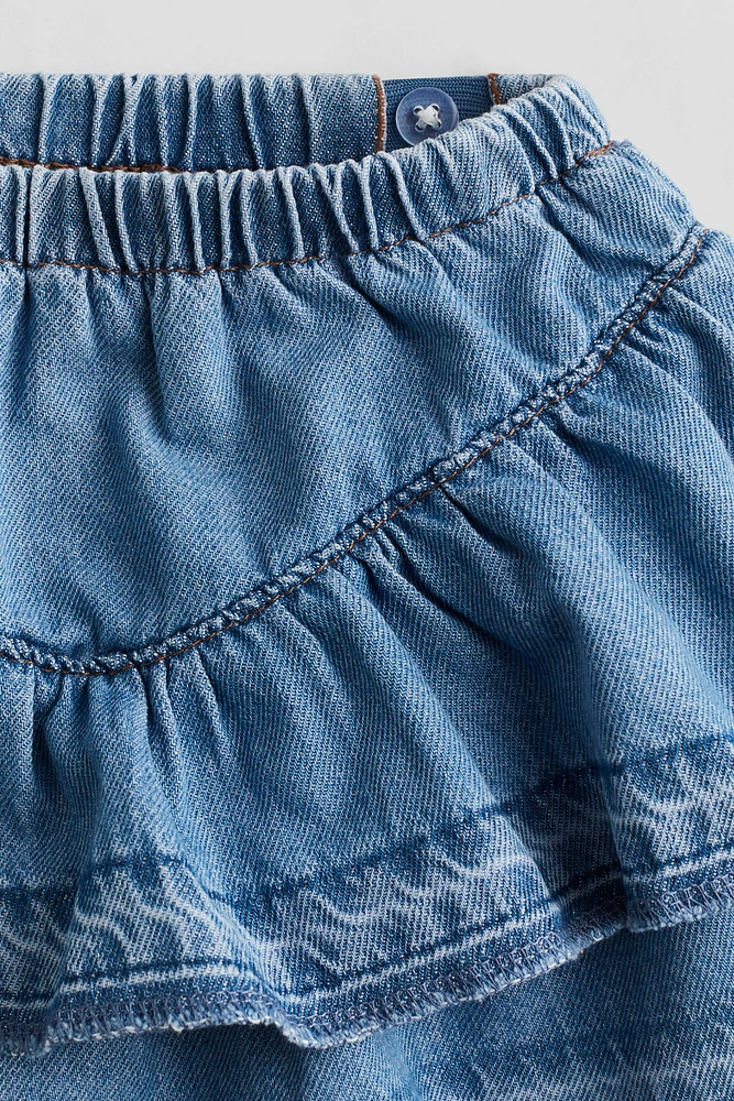 Flounced denim skirt