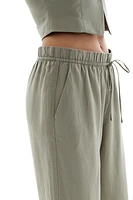 Linen-Blend Drawstring Pants