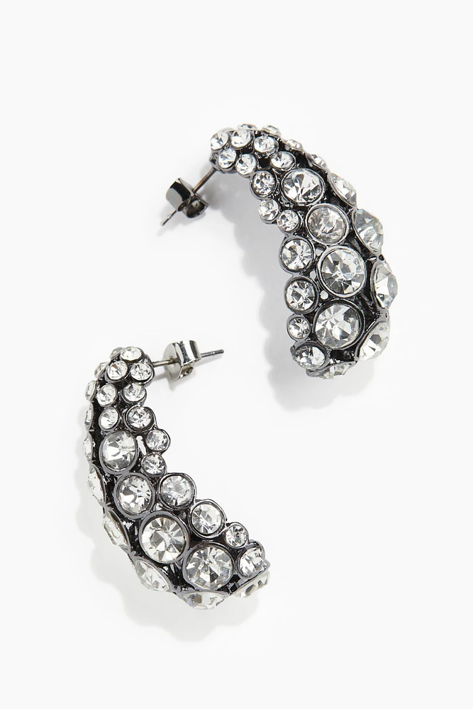 Rhinestone-Embellished Dome Earrings