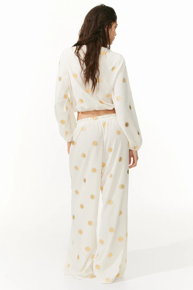 Pantalon en jersey froissé avec cordon de serrage
