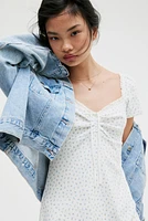 Lace-Trimmed Dress with Flared Skirt
