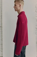 Rib-Knit Polo Sweater