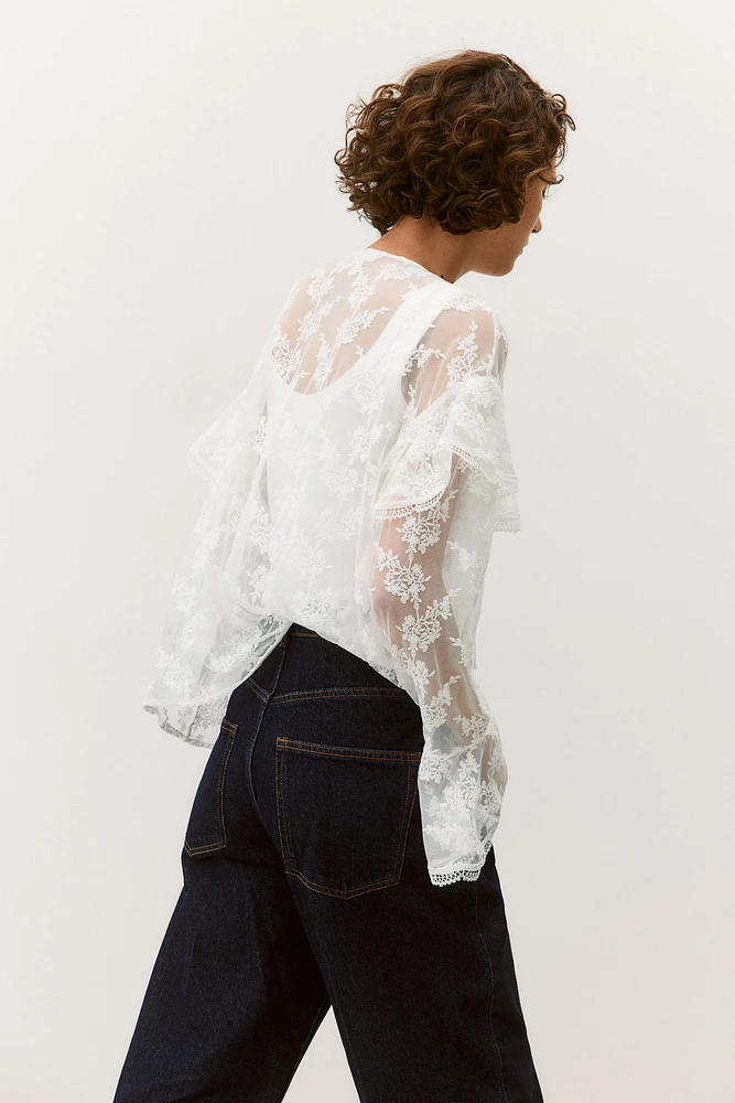 Flounced Lace Blouse