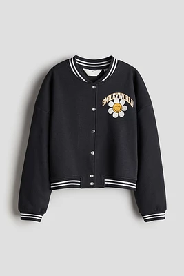 Printed Sweatshirt Baseball Jacket