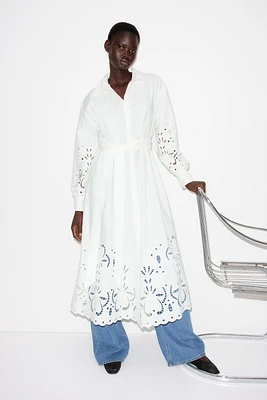 Eyelet Embroidered Shirt Dress