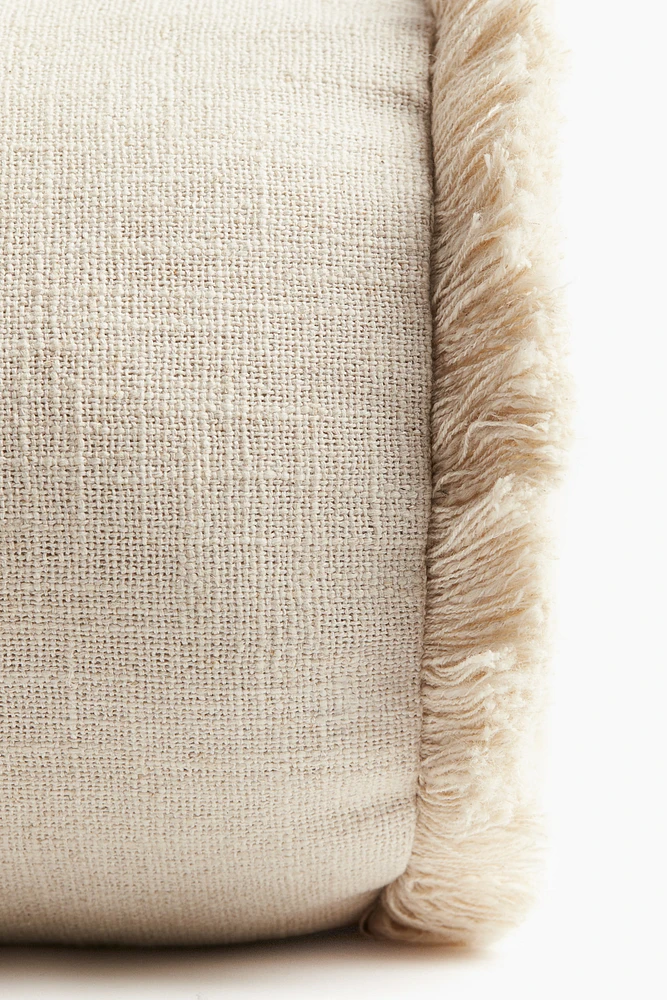 Linen-Blend Bolster with Fringe