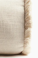 Linen-Blend Bolster with Fringe