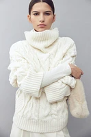 Cable-Knit Turtleneck Sweater