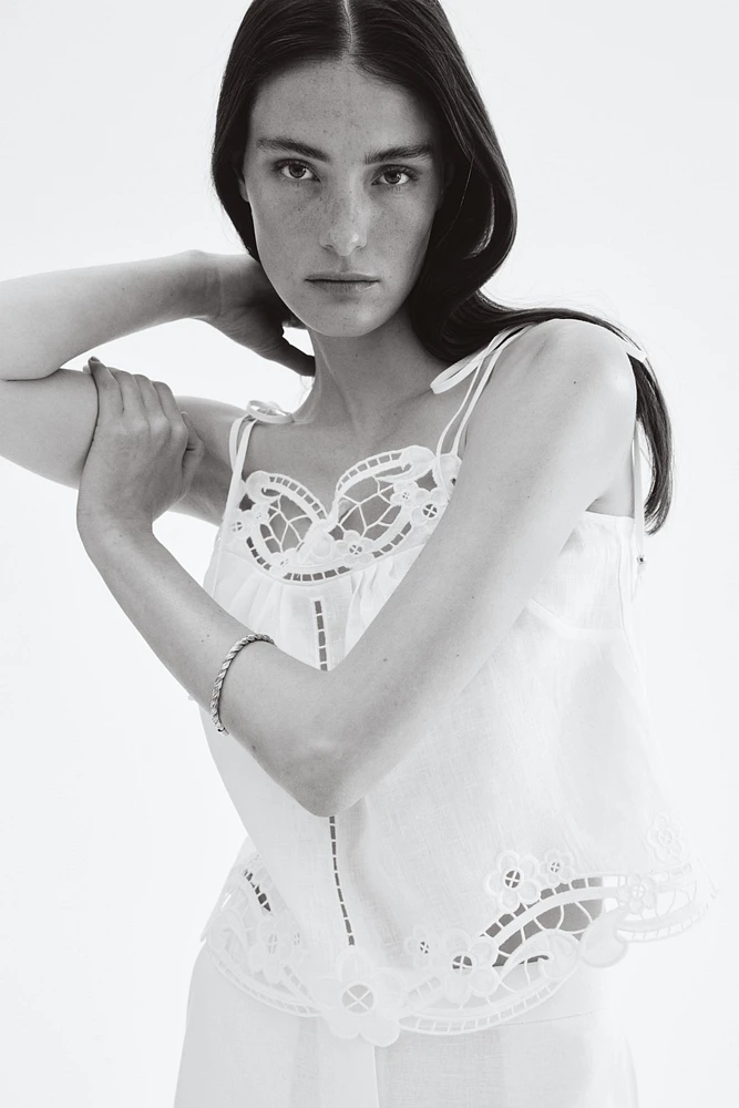 Linen tie-strap top