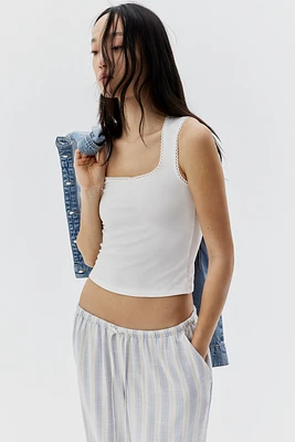 Picot-Trimmed Sleeveless Top