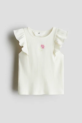 Embroidered-Motif Tank Top