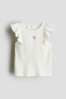 Embroidered-Motif Tank Top