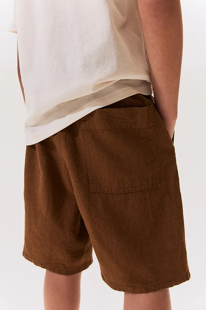 Linen-blend Pull-on Shorts