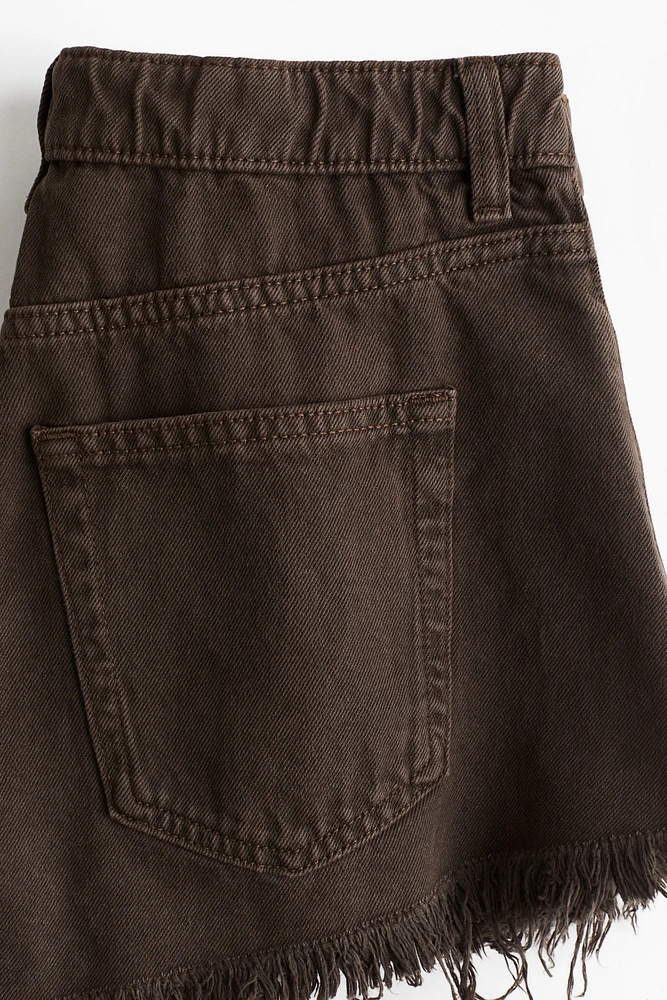 Frayed-Edge Denim Shorts