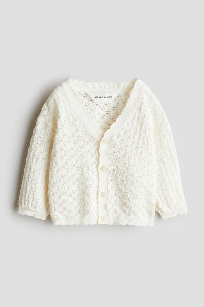 Pointelle-Knit Cotton Cardigan