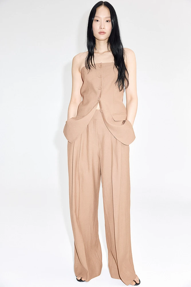 Wide-Leg Linen-Blend Pants