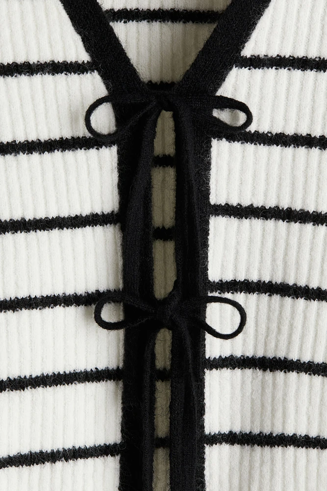 Tie-Detail Rib-Knit Top