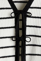Tie-Detail Rib-Knit Top