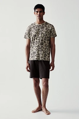 Regular Fit Pajama T-shirt and Shorts