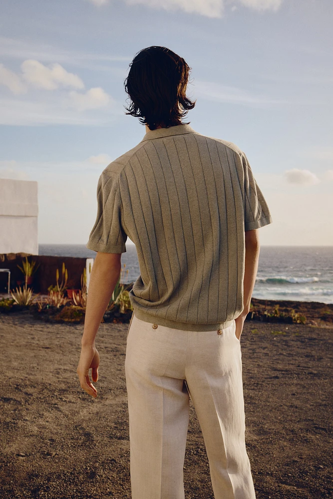 Regular Fit Linen-Blend Polo Shirt