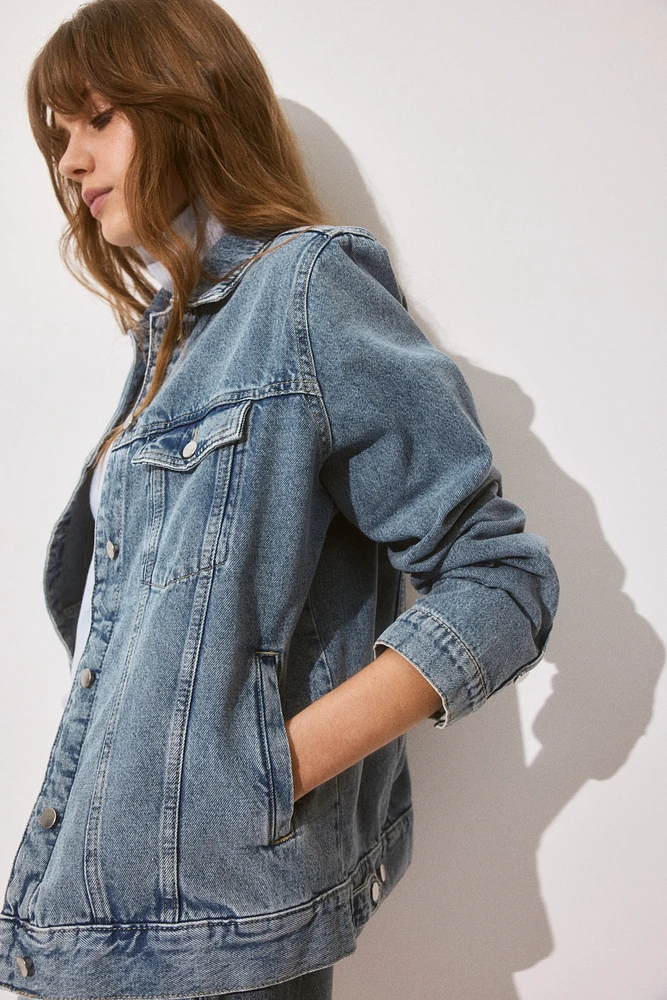 Denim Jacket with Shoulder Pads