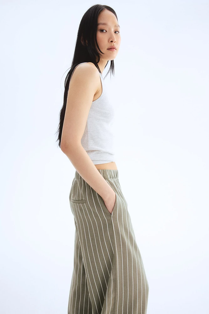 Wide-Leg Linen-Blend Pants
