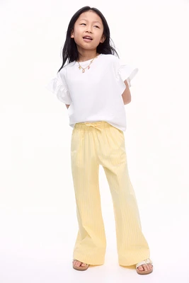 Wide-Leg Cotton Pants