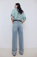 Straight-Cut Foldover-Cuff Jeans