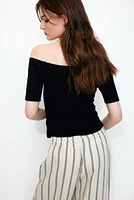 Rib-Knit Off-the-Shoulder Top