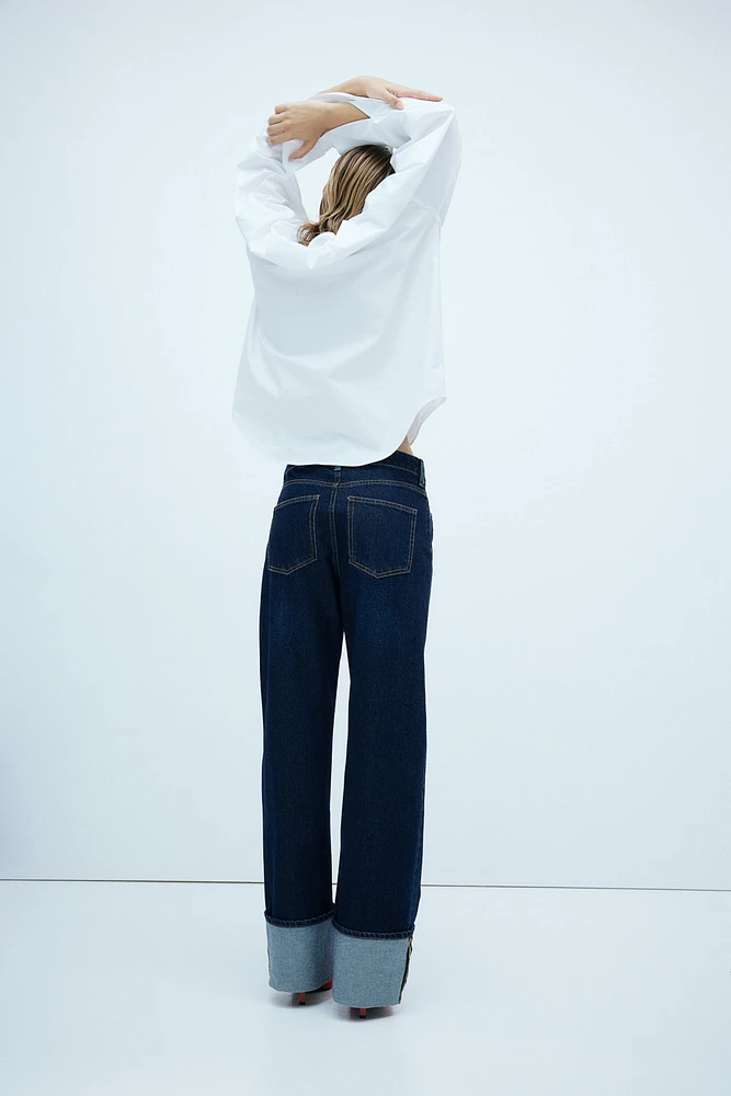 Straight-Cut Foldover-Cuff Jeans