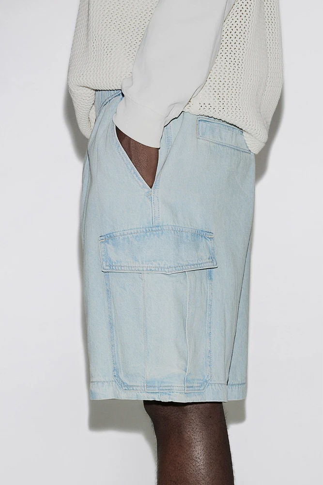 Loose Denim Cargo Shorts