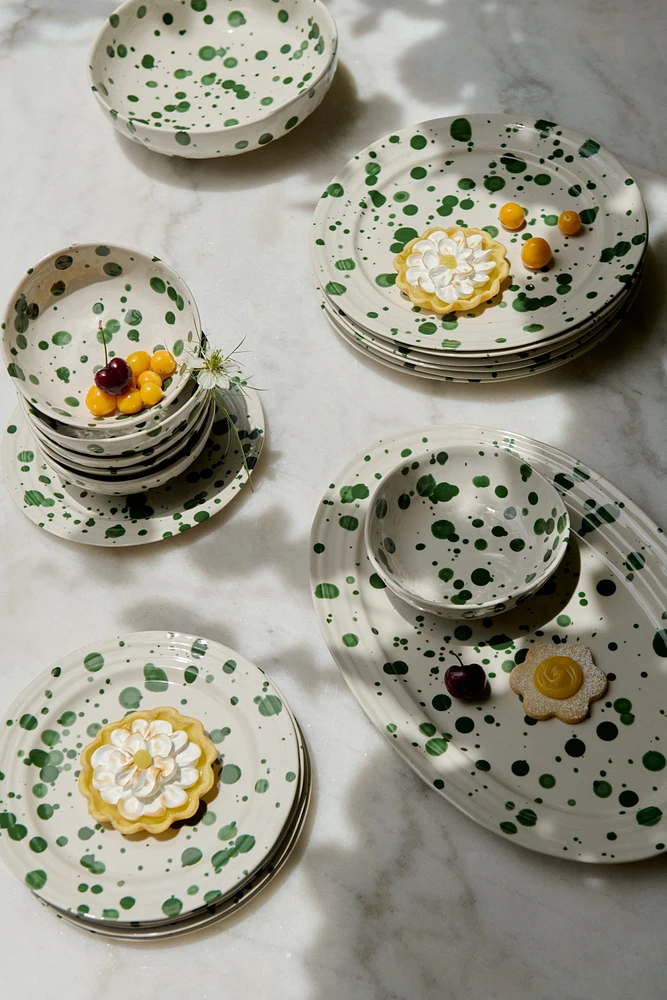 Speckled-Glaze Stoneware Serving Plate