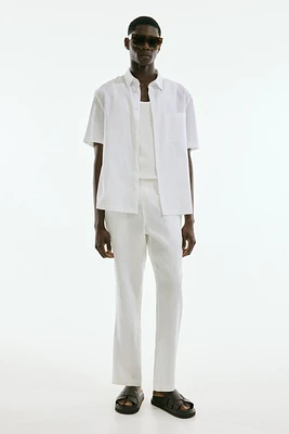 Regular-Fit Short-Sleeved Linen-Blend Shirt