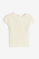 Cap-sleeved Rib-knit Top