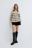 Rib-knit Half-zip Sweater