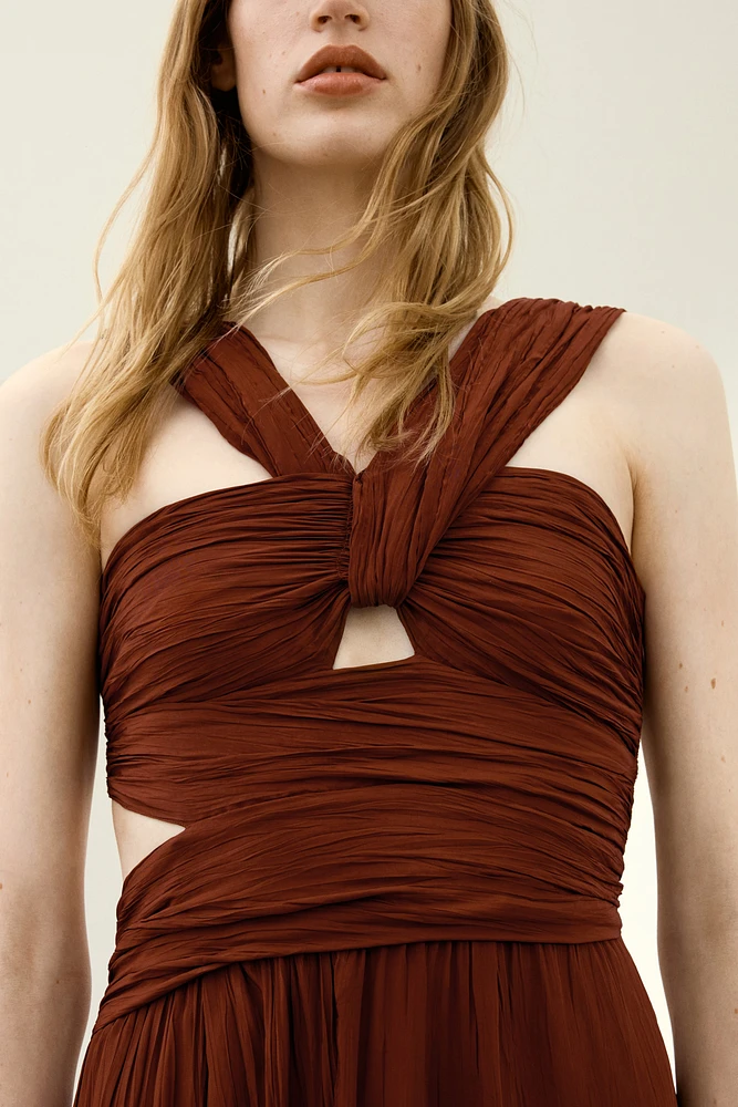 Draped Plissé Dress