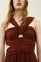 Draped Plissé Dress