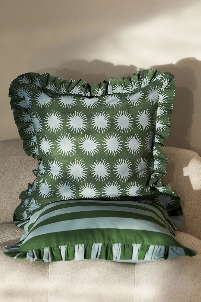Housse de coussin à volant